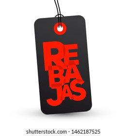 Rebajas, Discounts Spanish text, Sale vector label emblem.