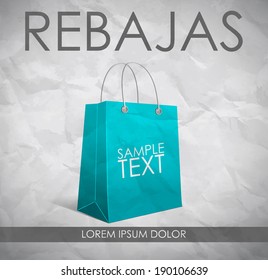 Rebajas - Sale, Discounts spanish text - vector poster template - paper texture