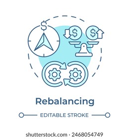 Rebalancing soft blue concept icon. Wealth management, return potential. Finance objective. Round shape line illustration. Abstract idea. Graphic design. Easy to use in infographic, presentation