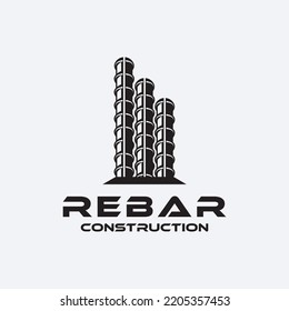 rebar concrete construction logo design vector for business idea