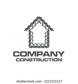 Rebar Concrete Construction Logo Design Vector For Business Real Estate, Buildings And Roads