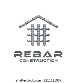 rebar concrete construction logo design vector for business real estate, buildings, fence and roads