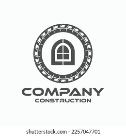rebar concrete construction logo design vector for business building and architecture