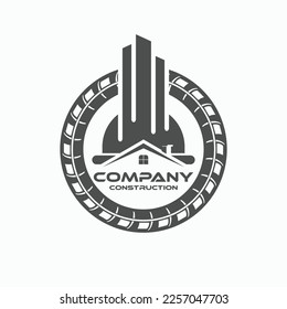 rebar concrete construction logo design vector for business building and architecture