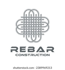 rebar concrete construction logo design vector