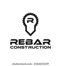 rebar concrete construction top quality industry logo design vector 