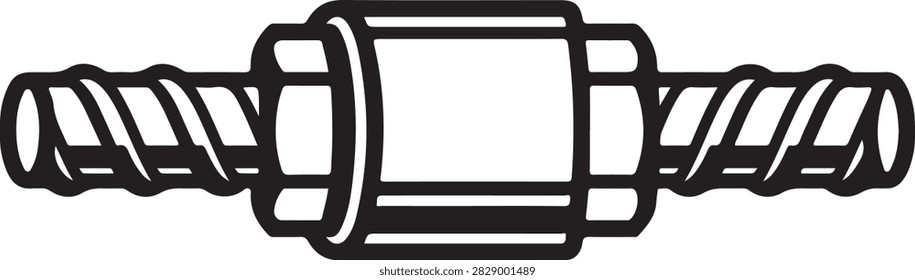 Rebar coupler icon technical drawing symbol for construction and engineering projects