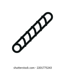 Rebar Isolated Vector Icon, Rod Deformed Steel Bar Linear Vector Icon With Editable Stroke