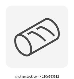Rebar or reinforcement steel icon.
That carbon or alloy product from metallurgy or steel production.
Round profile cross section shape.
For tension device in reinforced concrete structure. 48x48 pixel