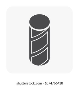 Rebar or reinforcement steel vector icon.
That carbon or alloy product from metallurgy or steel production.
Round profile cross section shape.
For tension device in reinforced concrete structure.