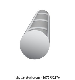 Rebar or reinforcement steel vector icon.
That carbon or alloy product from metallurgy or steel production.
Round profile cross section shape.
For tension device in reinforced concrete structure.