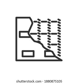 rebar wall, linear icon. Editable stroke