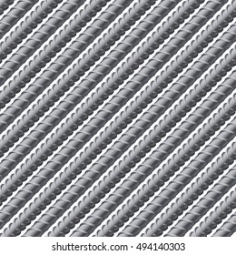 Rebars pattern background. Reinforcement steel for building. Vector illustration Isolated on white background.