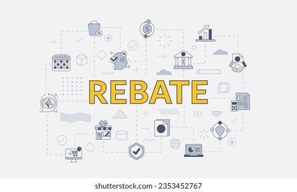 rebate concept with icon set with big word or text on center
