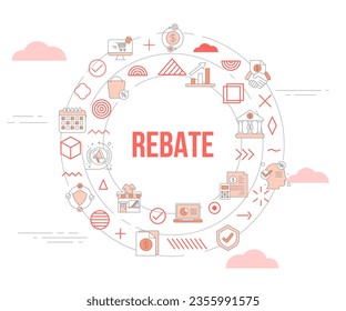 rebate concept with icon set template banner and circle round shape