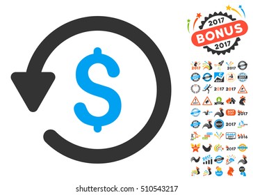 Rebate icon with bonus 2017 new year pictures. Vector illustration style is flat iconic symbols,modern colors.