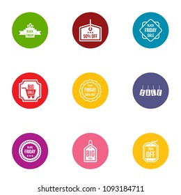 Rebate icons set. Flat set of 9 rebate vector icons for web isolated on white background