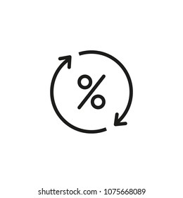 Rebate percent line icon. Interest, arrow, circle. Loan concept. Can be used for topics like banking, interest rate, finance.