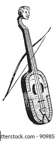Rebec or Rebecha or Rebeckha, vintage engraved illustration. Rebec a bowed string musical instrument. Dictionary of words and things - Larive and Fleury - 1895.