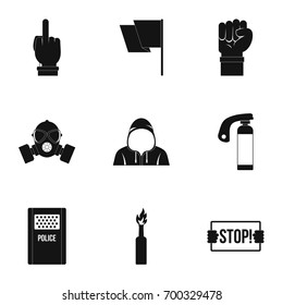Rebel demonstration icon set. Simple set of 9 rebel demonstration vector icons for web isolated on white background