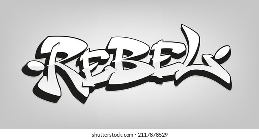 Rebel font in graffiti style. Vector illustration.