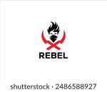 Rebel logo design,creative rebel badge logo vector