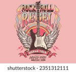 Rebel rock music poster. Born to be free. Stay strong. Rock star artwork. Eagle with thunder artwork.. Rock and roll vector graphic print design for apparel, stickers, posters, background and others.