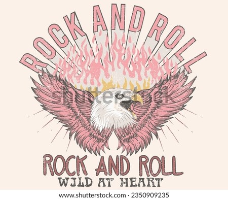 Rebel rock music poster. Eagle artwork. Rock and roll vector graphic print design for apparel, stickers, posters, background and others. Music logo design.