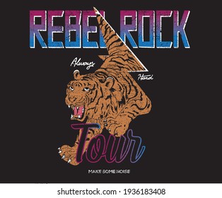 Rebel rock Tiger vector artwork design for fashion and others 