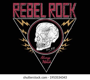 Rebel rock vintage vector design for t-shirt. Rooking logo design. Rock thunders vector design for fashion and others. 