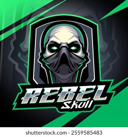 Rebel skull esport mascot logo design