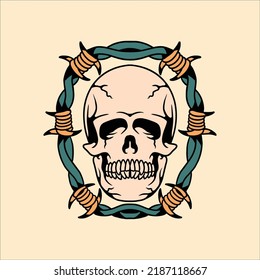 rebel skull tattoo vector design