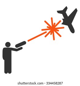 Rebel Strikes Airplane vector icon. Style is flat symbol, rounded angles, white background.
