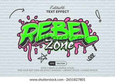 Rebel Zone Text Effect Graffiti Style. Editable Text Effect.