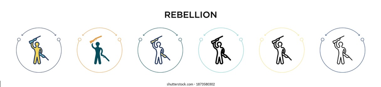 Rebellion icon in filled, thin line, outline and stroke style. Vector illustration of two colored and black rebellion vector icons designs can be used for mobile, ui, web