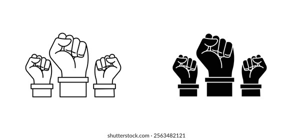 Rebellion icons in outline and fill. vector illustration for ui.