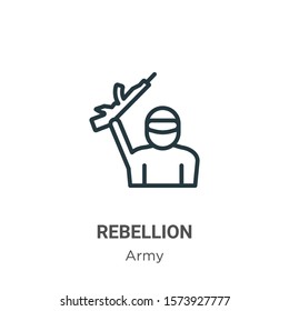 Rebellion outline vector icon. Thin line black rebellion icon, flat vector simple element illustration from editable army concept isolated on white background