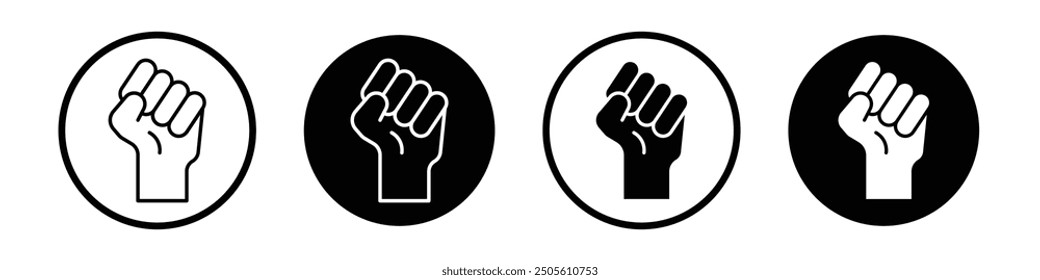 Rebellion Vektorsymbol Set schwarz gefüllt und umrissen Stil.