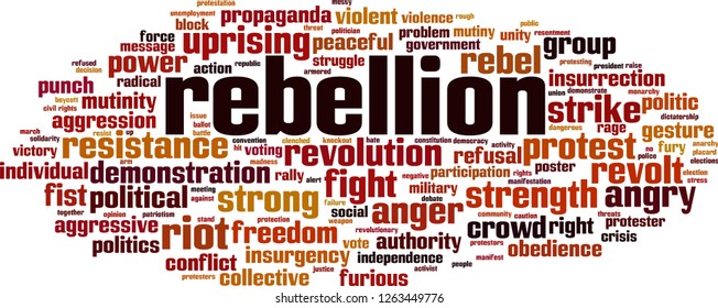 Rebellion word cloud concept. Vector illustration