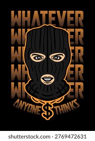 Rebellious Ski Mask Graphic with Bold Typography