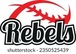 Rebels Sports logo, volleyball, baseball, football