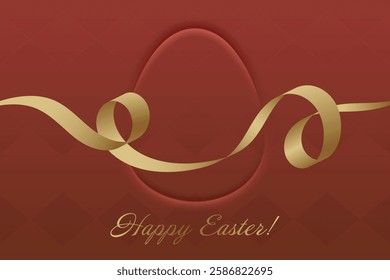 Rebirth and Joy. Easter greeting card, golden ribbon, warm red background, sacred tradition, faith, spring renewal, prayer, divine love, resurrection, peace, joy.