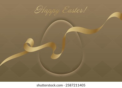 Rebirth and Joy. A sophisticated beige Easter design with a golden ribbon, embodying the spirit of the holiday. This festive greeting symbolizes faith, resurrection, hope, divine grace