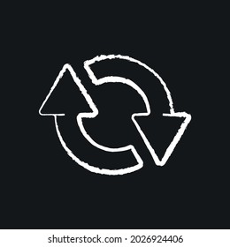 Reboot chalk icon. Arrows. Vector isolated black illustration.