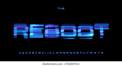 Reboot Digital Noice Font Logo Alfabeto Vector Glitch Letters Set Tipografía moderna, Diseño tipográfico creativo para Botón de juego, Game UI Headline, Fuentes de visualización. Tipografía de Vector