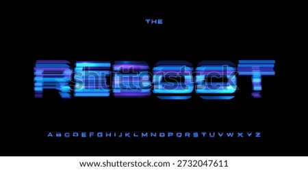 Reboot Digital Noice Font Logo Alphabet Vector Glitch Letters Set Modern Typography, Creative Typographic Design for Play Button, Game UI Headline, Display Fonts. Vector Typeface