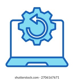 Ilustración vectorial de estilo de color azul del icono del sistema de reinicio