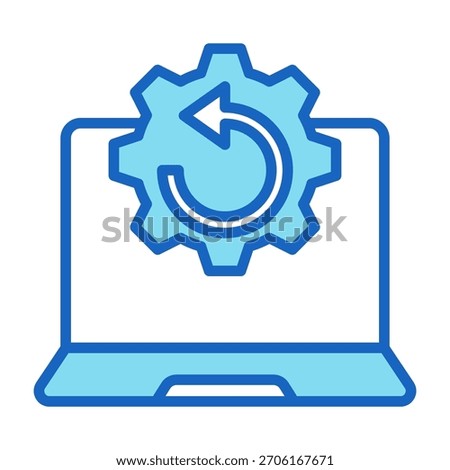 Reboot System Icon Blue Color Style Vector Illustration