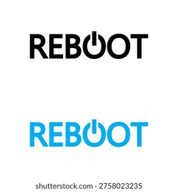 Reboot text set. Power button Vector. System restart emblem. Technology logo design. Manual vector only. No autotrace used. EPS 10.
