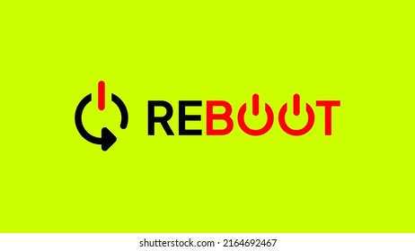 Reboot word with yellow bakground and reboot icon